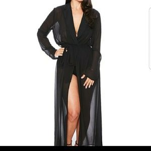 naked wardrobe sheer black dress with slits